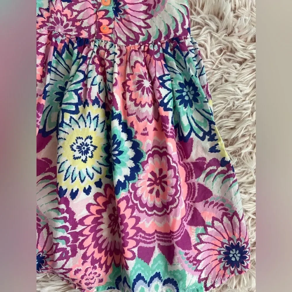 Gymboree 2018 Purple‎ Pink Blue Neon Floral Ruffle Sundress Sz 18-24 Mo